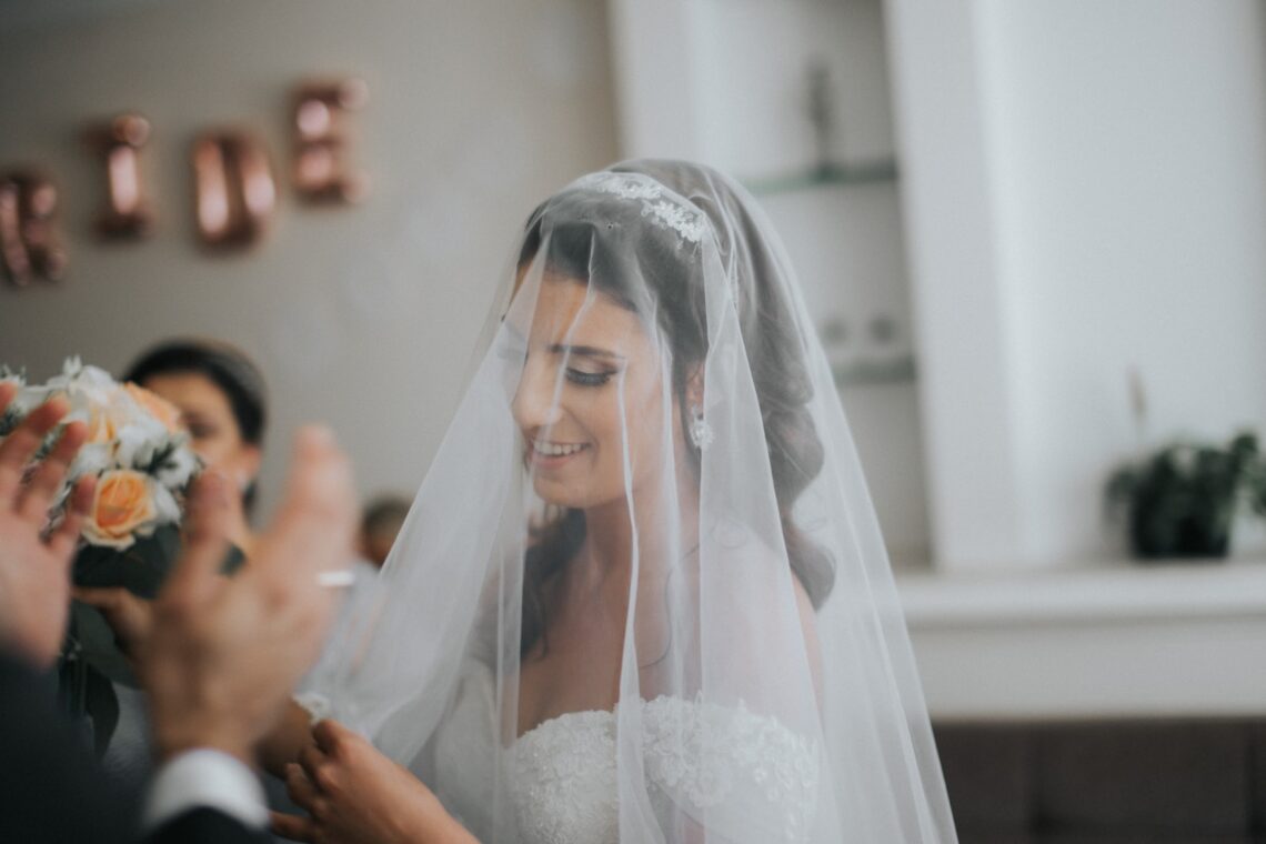 woman wearing wedding veil