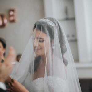 woman wearing wedding veil