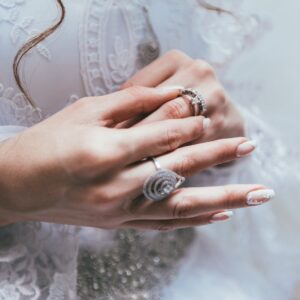 silver-colored ring